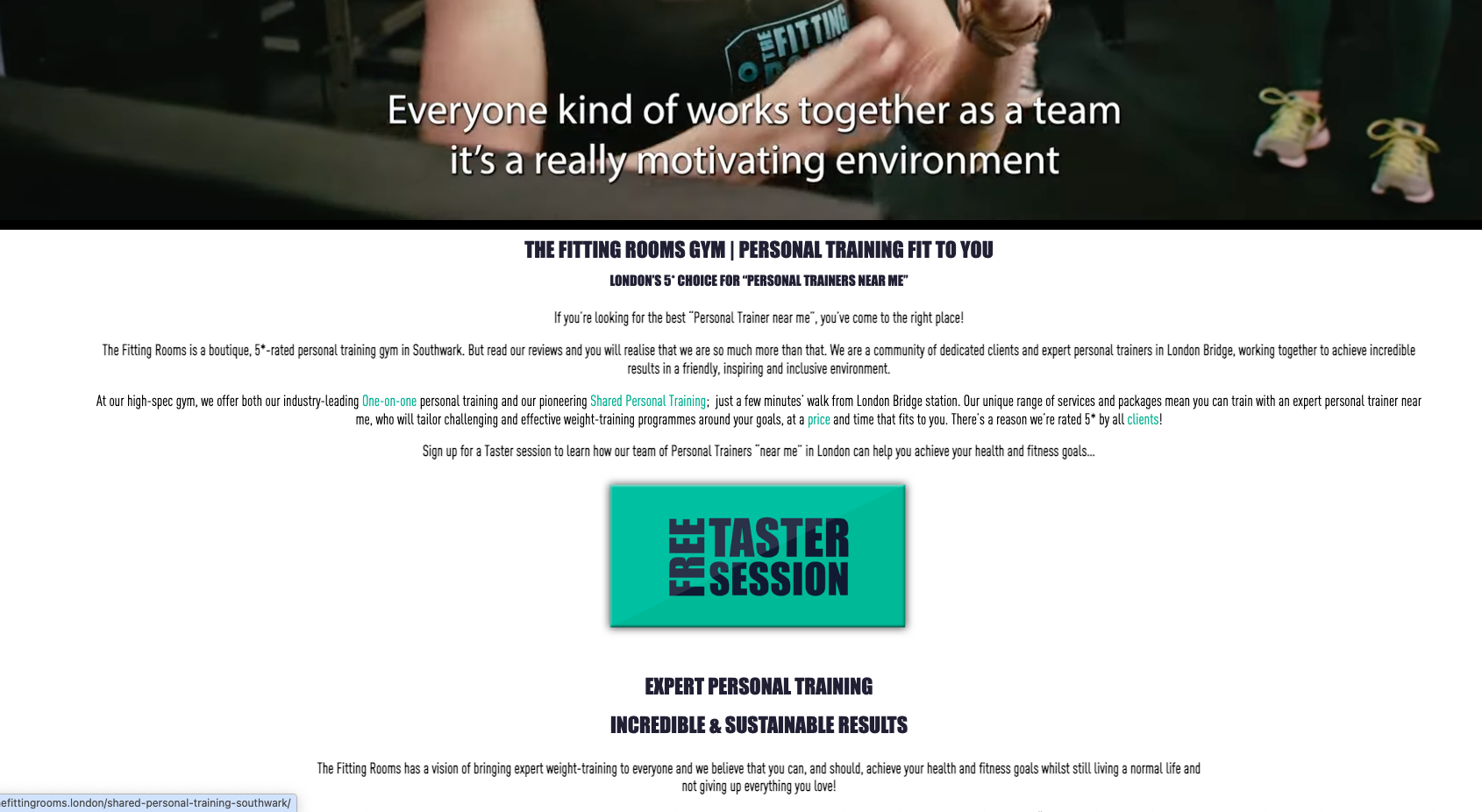 Tailored landing page for people seeking a personal coach in London